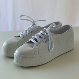 Superga White Platform Sneakers, size 39.5